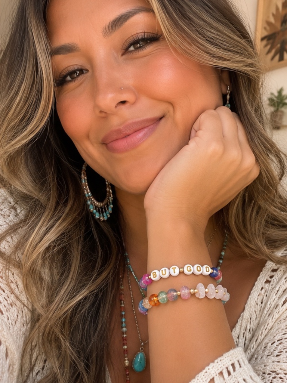 {Handmade} Colorful Beaded Bracelet Set featuring ’But God’